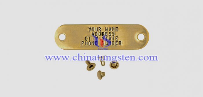 gold plated tungsten alloy pet nameplate picture