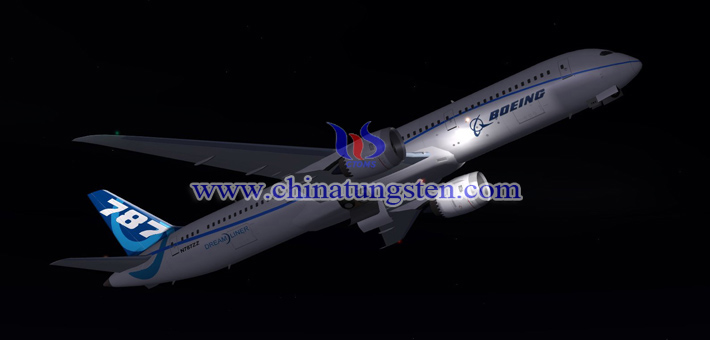 Boeing 787 flying at night picture