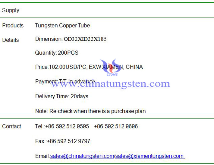 tungsten copper tube price image