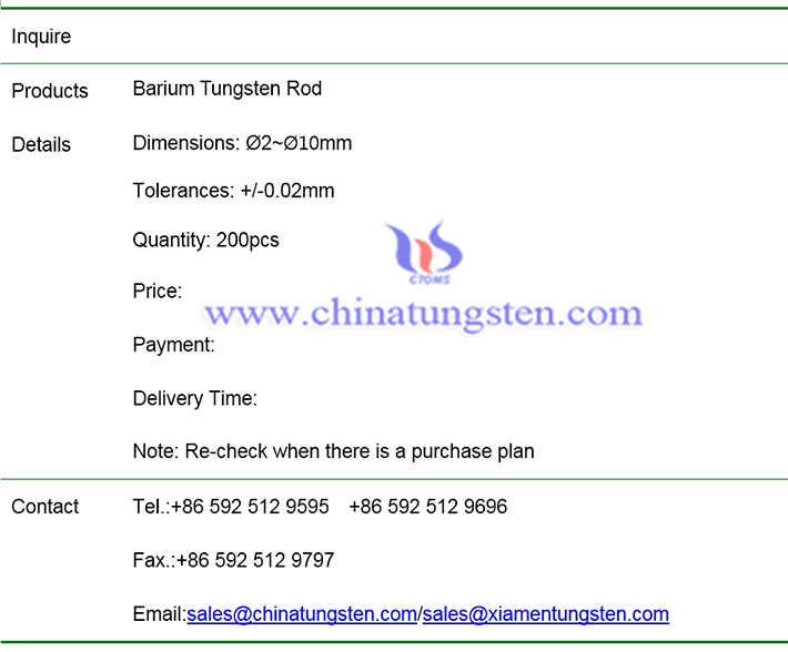 barium tungsten rod price image