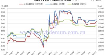 2024年1-8月中國鉬制品價格走勢